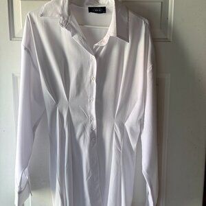 Cider White Longline Button-Down Shirt M